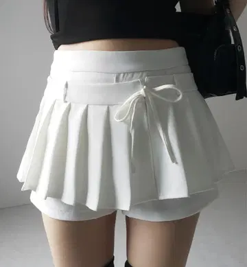 me+em select 스트랩 리본 플리츠 숏팬츠