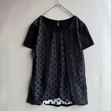 새상품급 에테르노베레짜 여성용 블라우스 T셔츠 쉬폰 도트 블랙