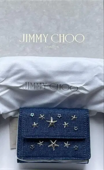 JIMMY CHOO 3단 폴더형 지갑 데님