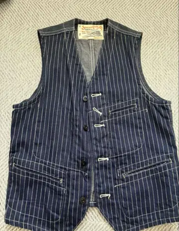 SUGAR CANE 스트라이프 데님 베스트 38