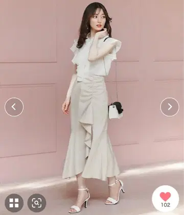 스윙글 셔링 프릴 머메이드 스커트