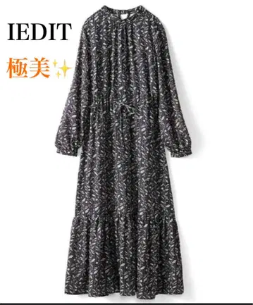 새상품급 IEDIT 이디트 모노톤 플라워 프린트 원피스 티어드