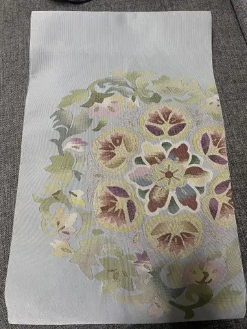 나고야 오비 옅은 파란색 꽃무늬 자수