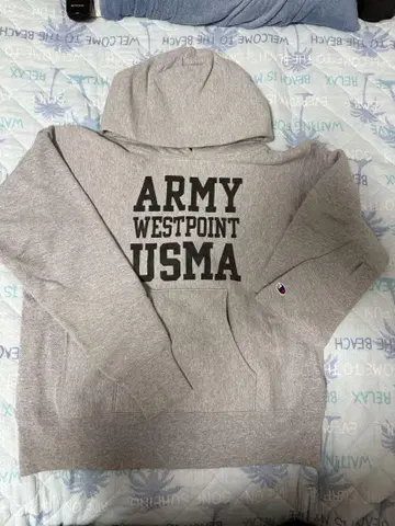 Champion 리버스 위브 후드티 M 그레이 ARMY USMA