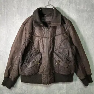 빈티지 가죽 자켓 보아 안감 다크 브라운 컷오프 짧은 기장