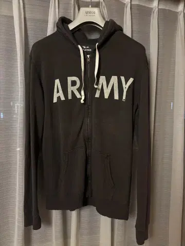 론 헤르만 빈티지 ARMY 로고 카키 후드티 M 사이즈