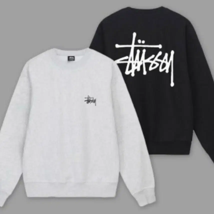 *STUSSY*ストゥーシーマンツーマンアッシュグレー/ブラック/ジングレー