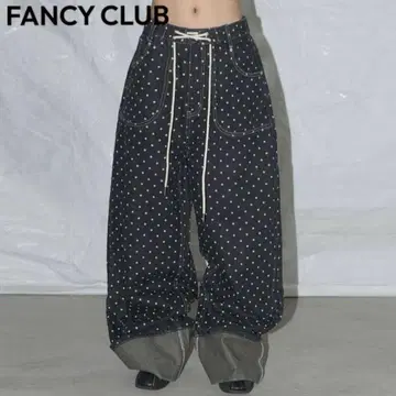 FANCY CLUB 스트링 도트 롤업 팬츠