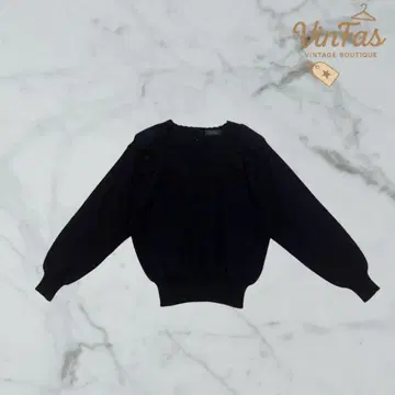 Beris 블랙 장식 니트 80svintage 여성용 울 긴팔 겨울