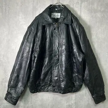 patchwork grunge leather jacket black