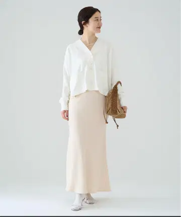 린넨 레이온 옥스 바이어스 스커트