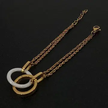 골드 화이트 이중 반지 팔찌 체인