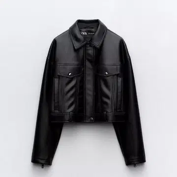 ZARA 숏 인조 가죽 자켓 XS