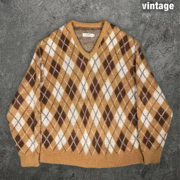 빈티지 60s 70s 빈티지 모헤어 아가일 니트 빈티지