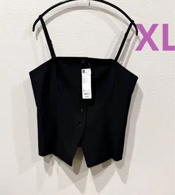 택 포함 새상품 GU 프론트 버튼 뷔스티에 블랙 XL 블랙 베스트 지유