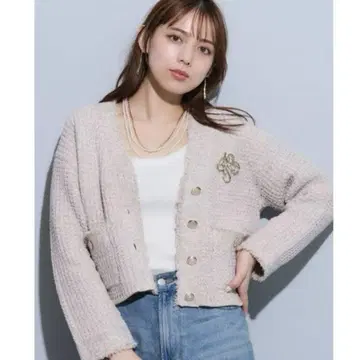 마이 스트라다 트위드 라메 가디건