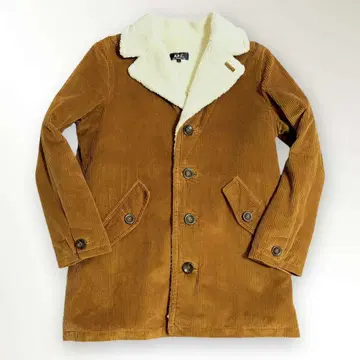 A.P.C. 코듀로이 보아 런치 자켓 코트 카멜 브라운