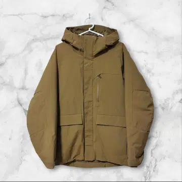 유니클로 하이브리드 다운 후드티 브라운 L