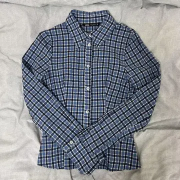 ZARA 블루 계열 체크 무늬 긴팔 셔츠