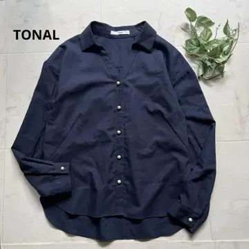TONAL 울라이크 펄 버튼 오픈 셔츠 사이즈 38 네이비