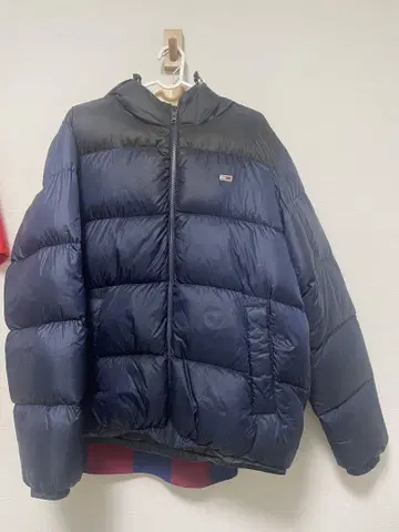 TOMMY JEANS 후드 부착 다운 자켓 M 네이비