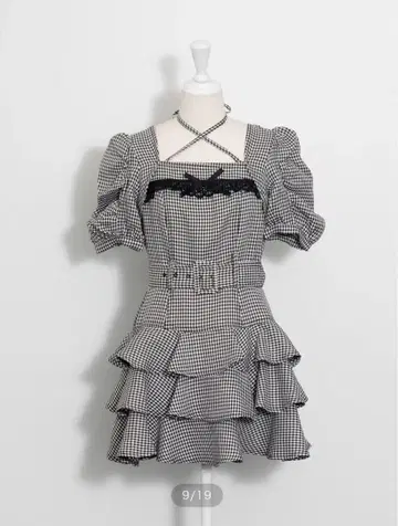 pium 티어드 프릴 미니 원피스