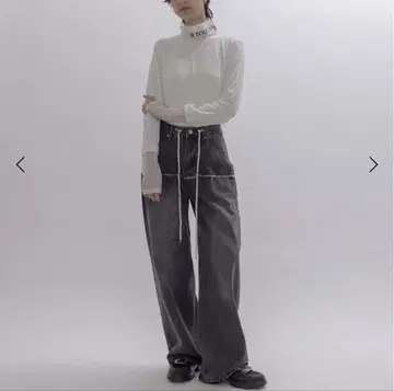 에이미 로우 스트링 데미지 요크 절개 데님 팬츠 Eimee Law