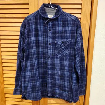 AIGLE 에이글 플란넬 셔츠 체크 블루 L