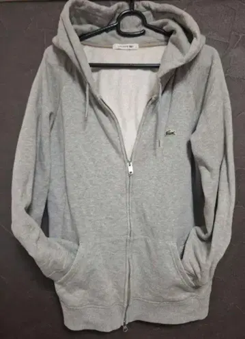 LACOSTE 그레이 풀 집업 후드티 M 사이즈