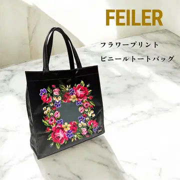 [ 미사용품 ] FEILER 플라워 프린트 비닐 토트백