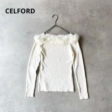 새상품급 CELFORD 페더 프릴 리브 니트 풀오버 24AW