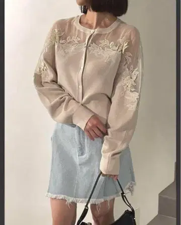 snidel 데콜테 시어 자수 탑