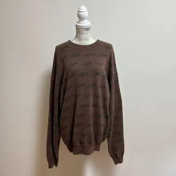 keboz 브라운 로고 패턴 긴팔 스웨터