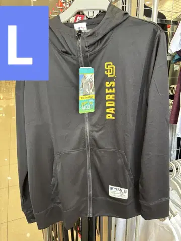 새상품 MLB 파드레스 얇은 소재 후드티 흡수 속건성 UV 긴팔 L 블랙
