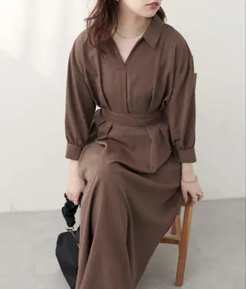 1회 착용 natural couture 원피스 브라운 플레어