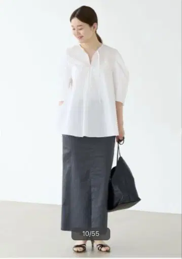미사용 새상품 IENA 화이트 오부 소매 블라우스