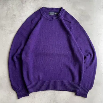 90s VAN HEUSEN 코튼 니트 퍼플 USA제 M 래글런 소매