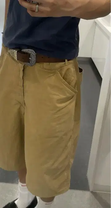 베이지 하프 팬츠 페인터 팬츠 빈티지