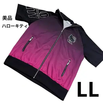 [ 새상품급 ] 헬로키티 반팔 풀 집업 후드티 나일론 자켓 저지 LL