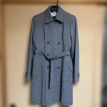 쿠레쥬 그레이 더블 브레스트 롱 코트