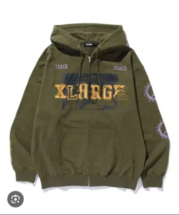 XLARGE 올리브색 후드 부착 후드티