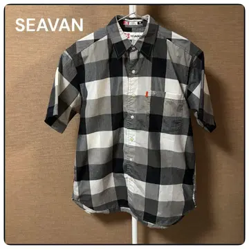 SEAVAN 체크 무늬 반팔 셔츠 Shirt USED 구제 의류 M