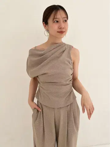 새상품급 SNIDEL 스나이델 신상 셋업 체크 브라운