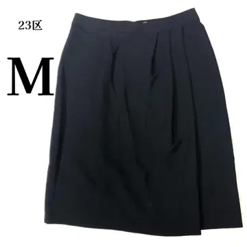 [ 새상품급 ] 23구 무릎 기장 턱 플레어 스커트 38 M 네이비