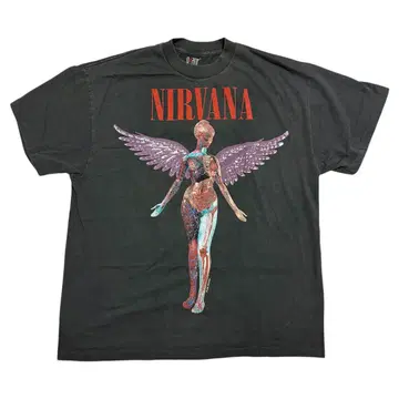 NIRVANA 자이언트 XL 블랙 페이드 싱글 90s USA