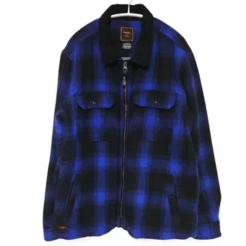 SUPERDRY 모험혼 헌팅 울 자켓 체크 파랑 XL