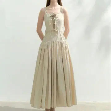 ribbon slit summer one-piece beige