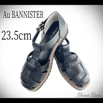 Au BANNISTER 블랙 23.5 통굽 플랫 샌들 미사용 새상품