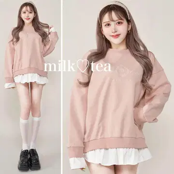 다리치 택 포함 새상품 다리치 클럽 맨투맨 상의 핑크