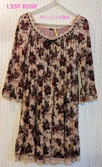 L'EST ROSE 레스트로즈 원피스 장미 패턴 핑크 로즈 클래시컬